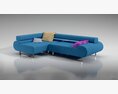 Modern Blue Sectional Sofa 3D 모델 