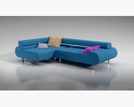 Modern Blue Sectional Sofa Modelo 3D