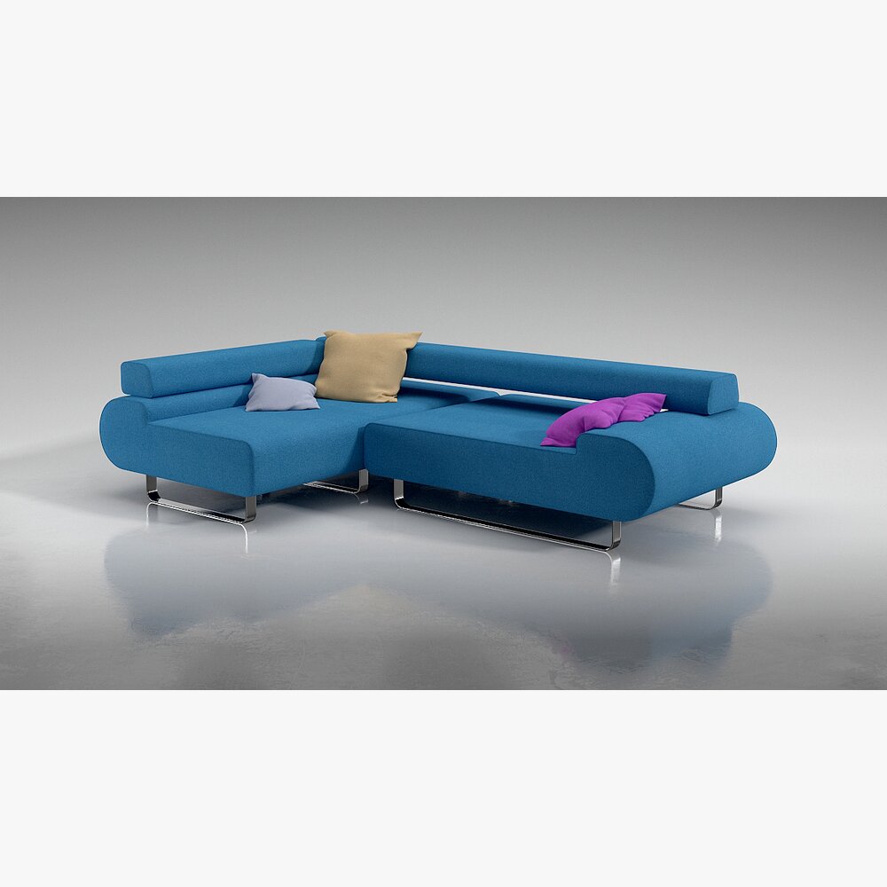 Modern Blue Sectional Sofa Modelo 3D