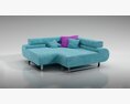 Modern Aqua Sectional Sofa 3D 모델 