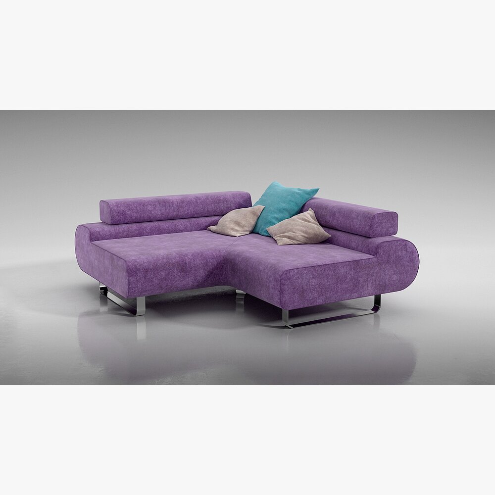 Purple Modern Sectional Sofa Modèle 3D