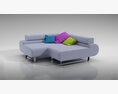 Modern Sectional Sofa with Colorful Pillows Modelo 3D