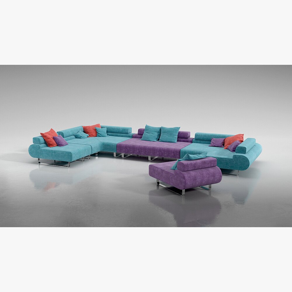 Modern Modular Sofa Set 04 Modello 3D
