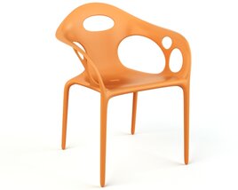 Modern Orange Chair with Cut-Out Design Modèle 3D