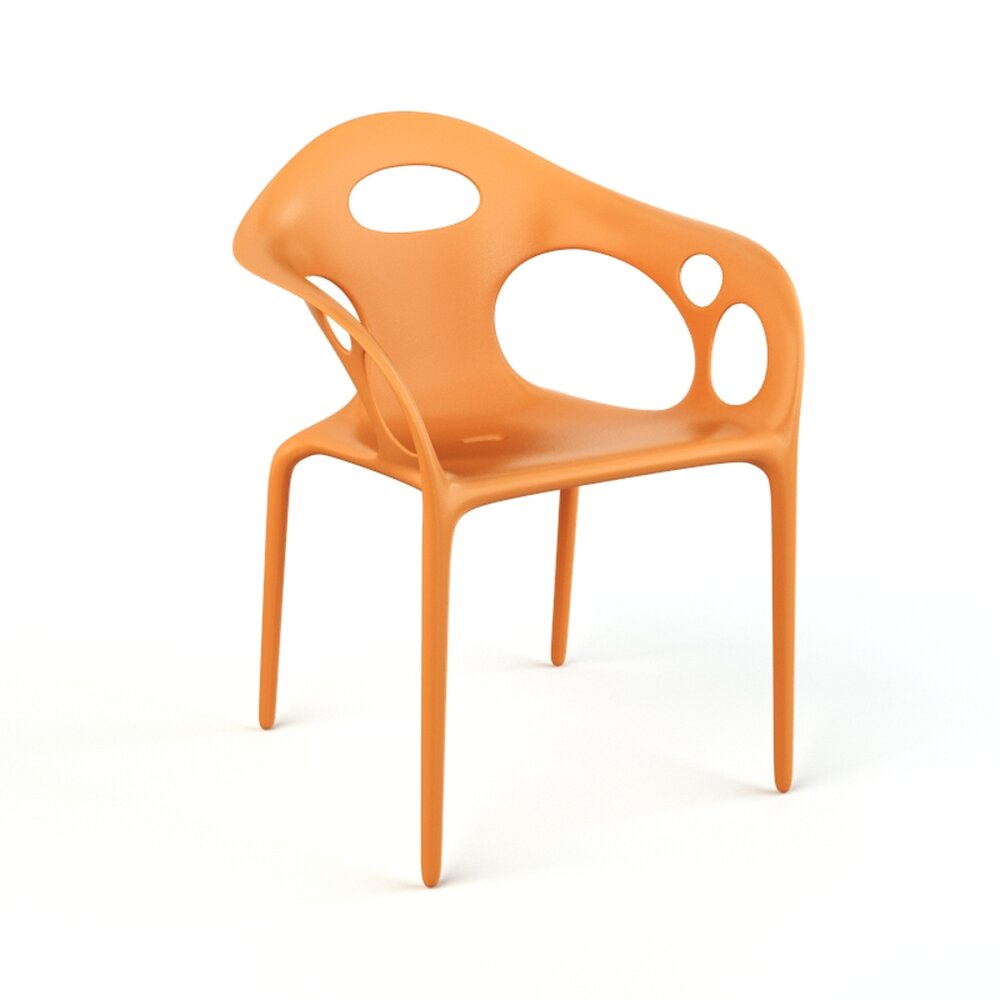 Modern Orange Chair with Cut-Out Design 3D 모델 