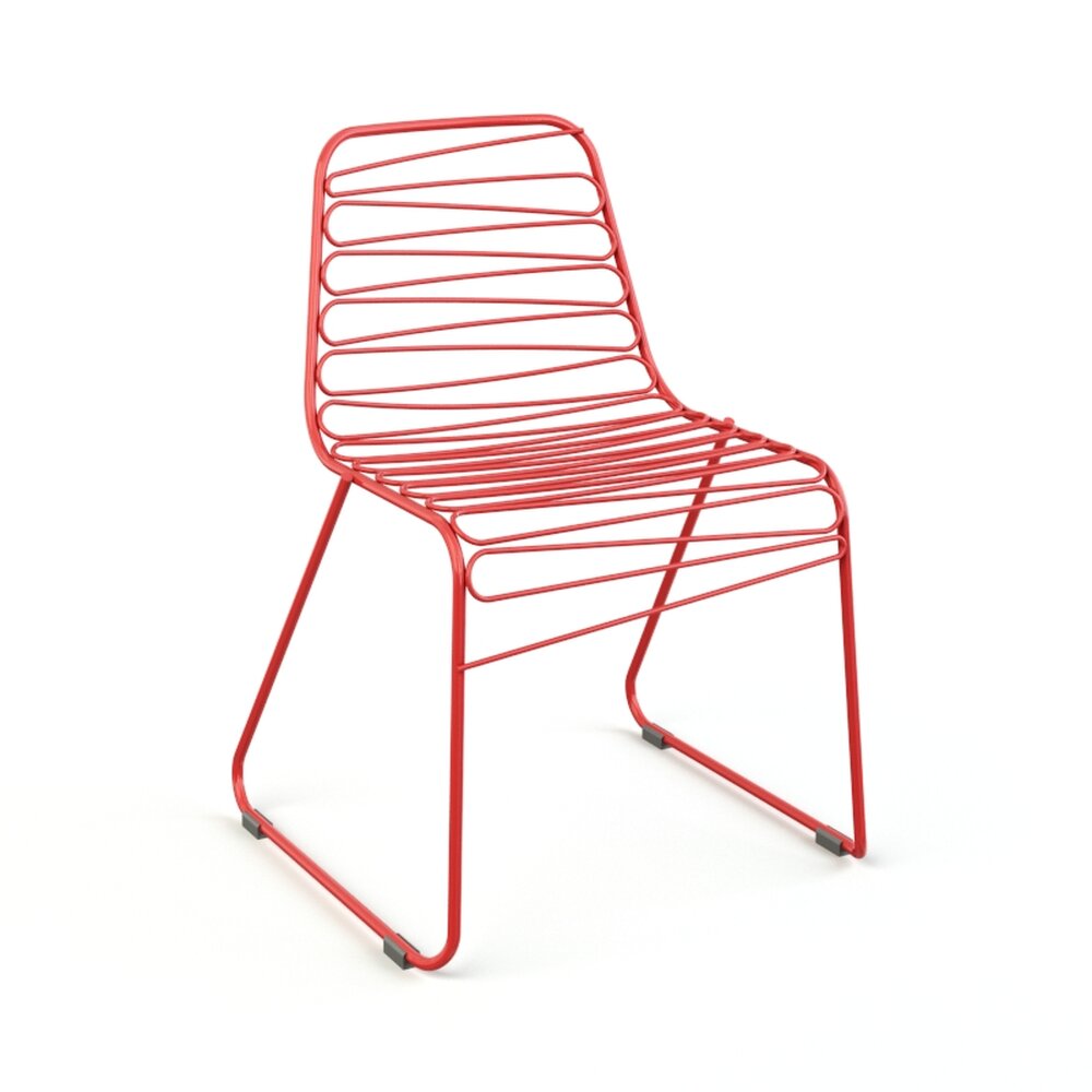 Modern Red Wire Chair Modello 3D