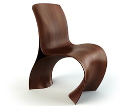 Modern Curved Wooden Chair 02 3D модель
