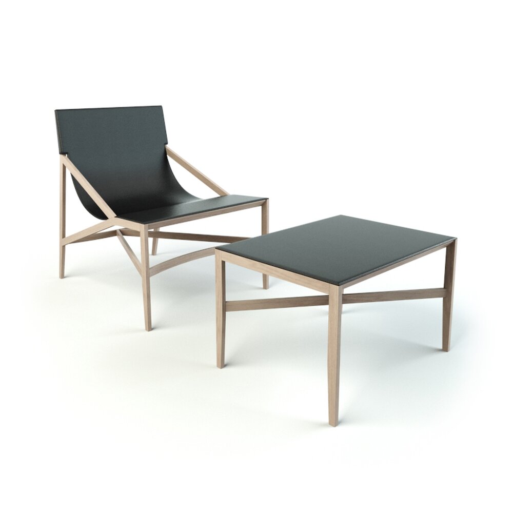 Modern Lounge Chair and Ottoman Set 3D модель