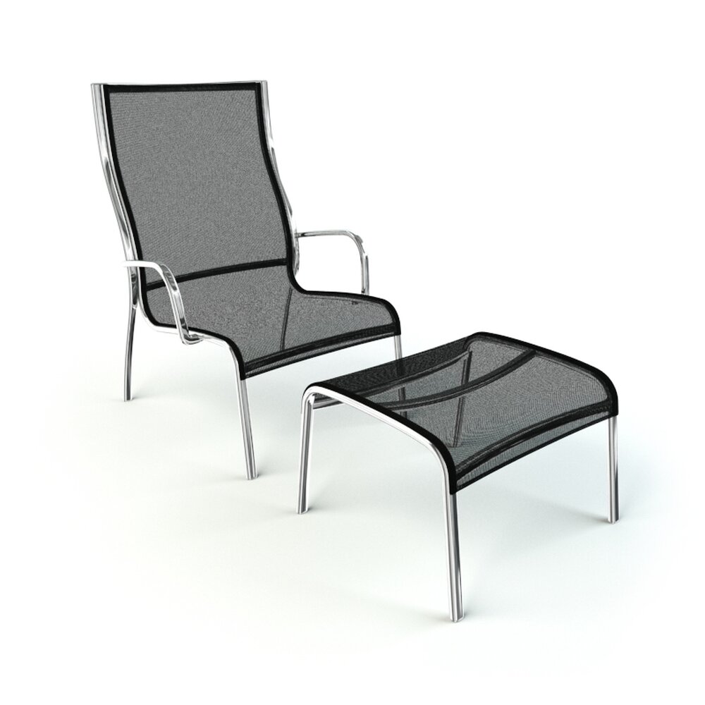 Modern Lounge Chair and Ottoman Set 02 3D 모델 