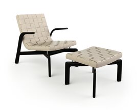 Modern Lounge Chair and Ottoman Set 03 3D 모델 
