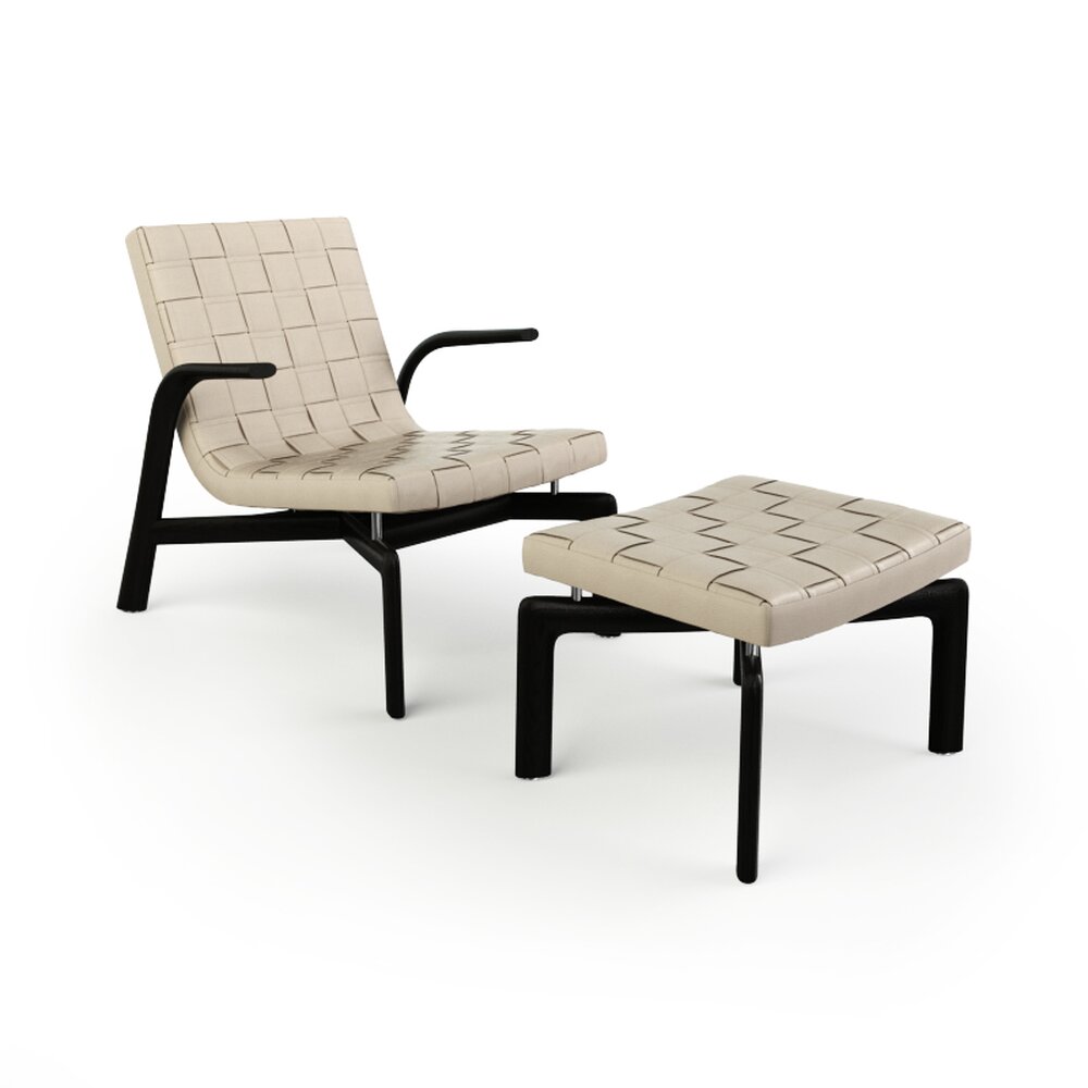 Modern Lounge Chair and Ottoman Set 03 3D 모델 