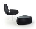 Modern Black Lounge Chair and Ottoman Set Modello 3D