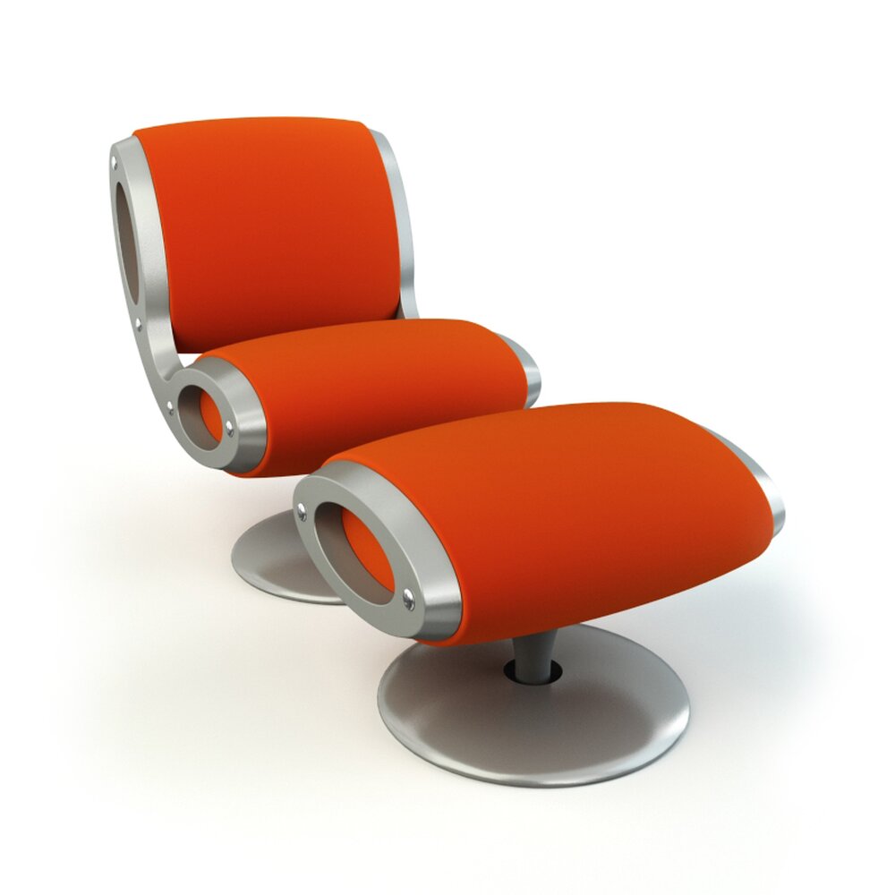 Modern Orange Lounge Chair 3D 모델 