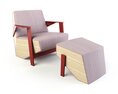 Contemporary Armchair and Ottoman Set 3d model