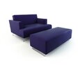 Modern Purple Sofa Set 3D-Modell