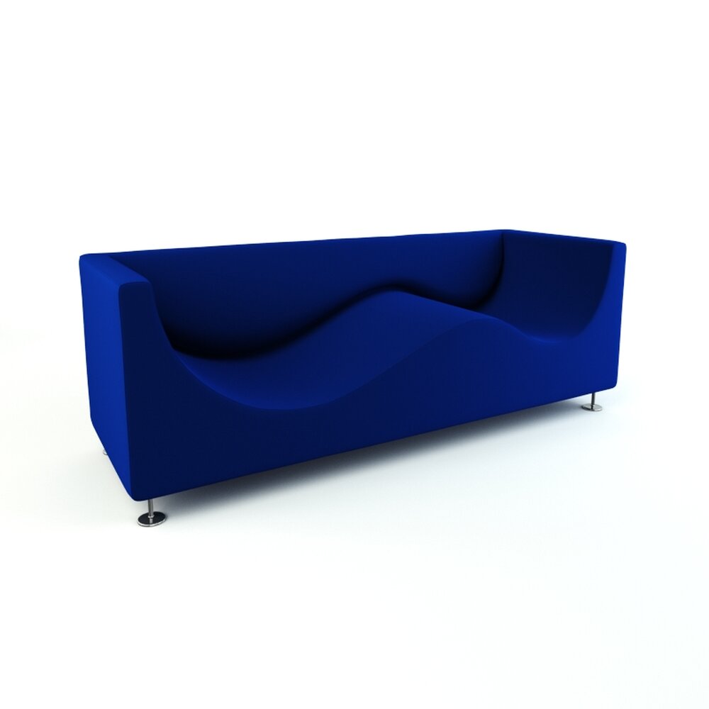 Modern Blue Wave Sofa 3D 모델 