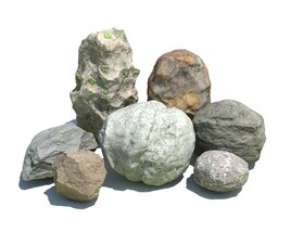 7 Large Stones 3D 모델 