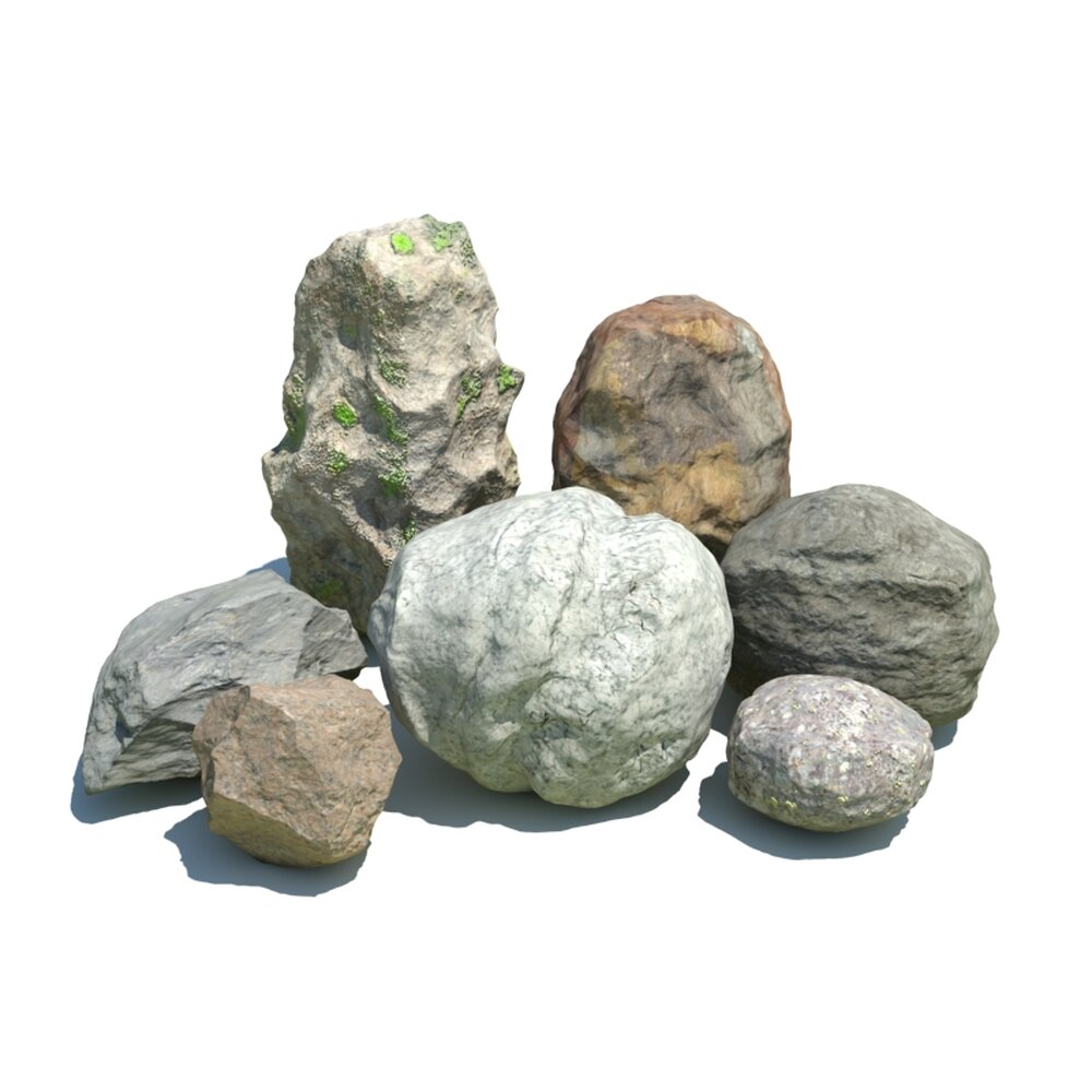 7 Large Stones Modello 3D