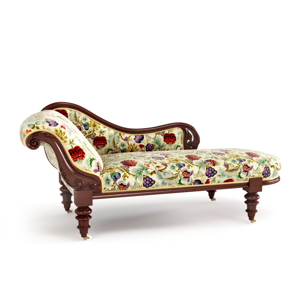 Antique Floral Chaise Lounge Modello 3D