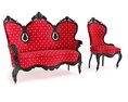 Baroque Style Sofa and Chair Set Modelo 3d