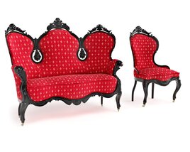 Baroque Style Sofa and Chair Set 3D model