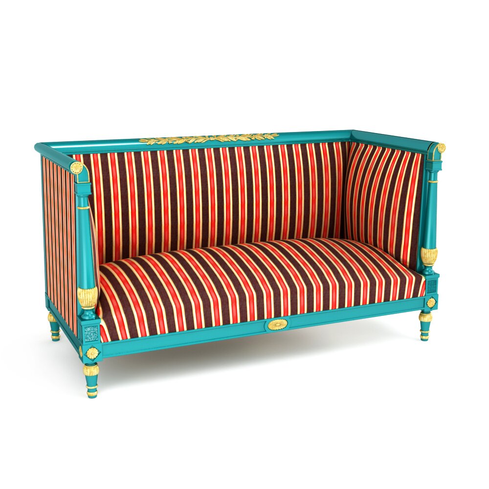 Striped Antique Sofa 3D model