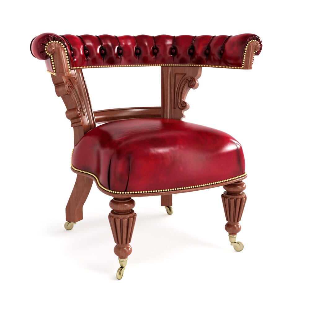 Antique Red Upholstered Chair Modelo 3d