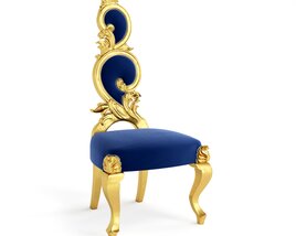 Antique Royal Blue and Gold Chair 3D model