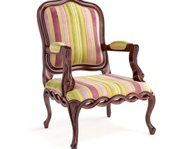 Striped Antique Armchair 3D-Modell