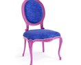 Antique Royal Blue Velvet Chair 3D 모델 