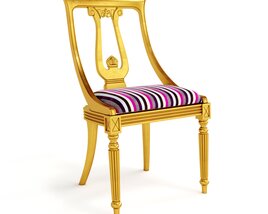 Antique Golden Striped Chair 3D 모델 