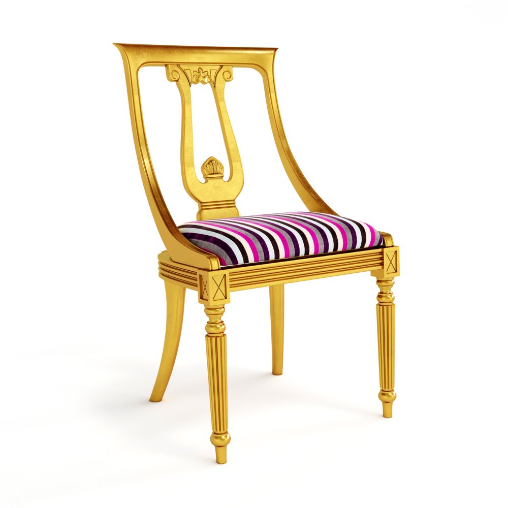Antique Golden Striped Chair Modello 3D