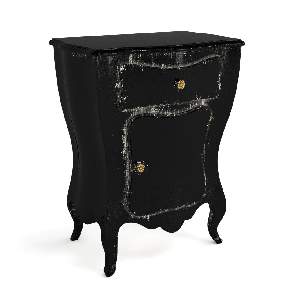 Elegant Black Antique Cabinet 3d model