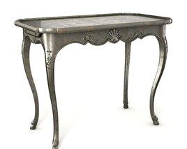 Silver-Finish Antique Side Table 3D 모델 