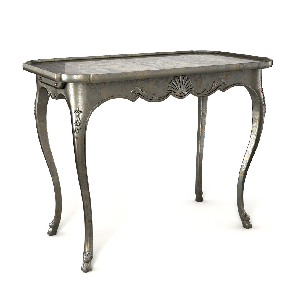 Silver-Finish Antique Side Table 3d model