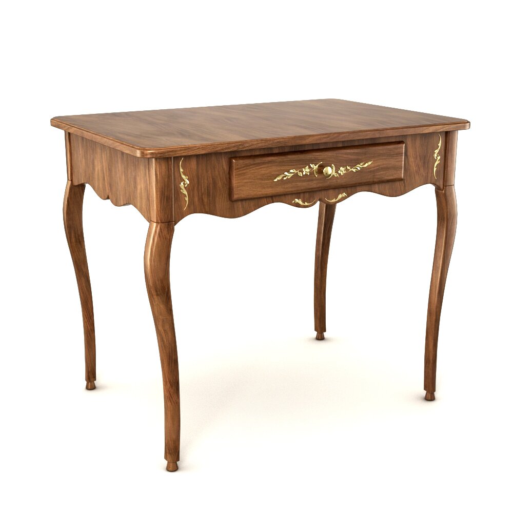 Antique Wooden Side Table Modello 3D