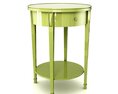 Green Circular Antique Side Table Modello 3D