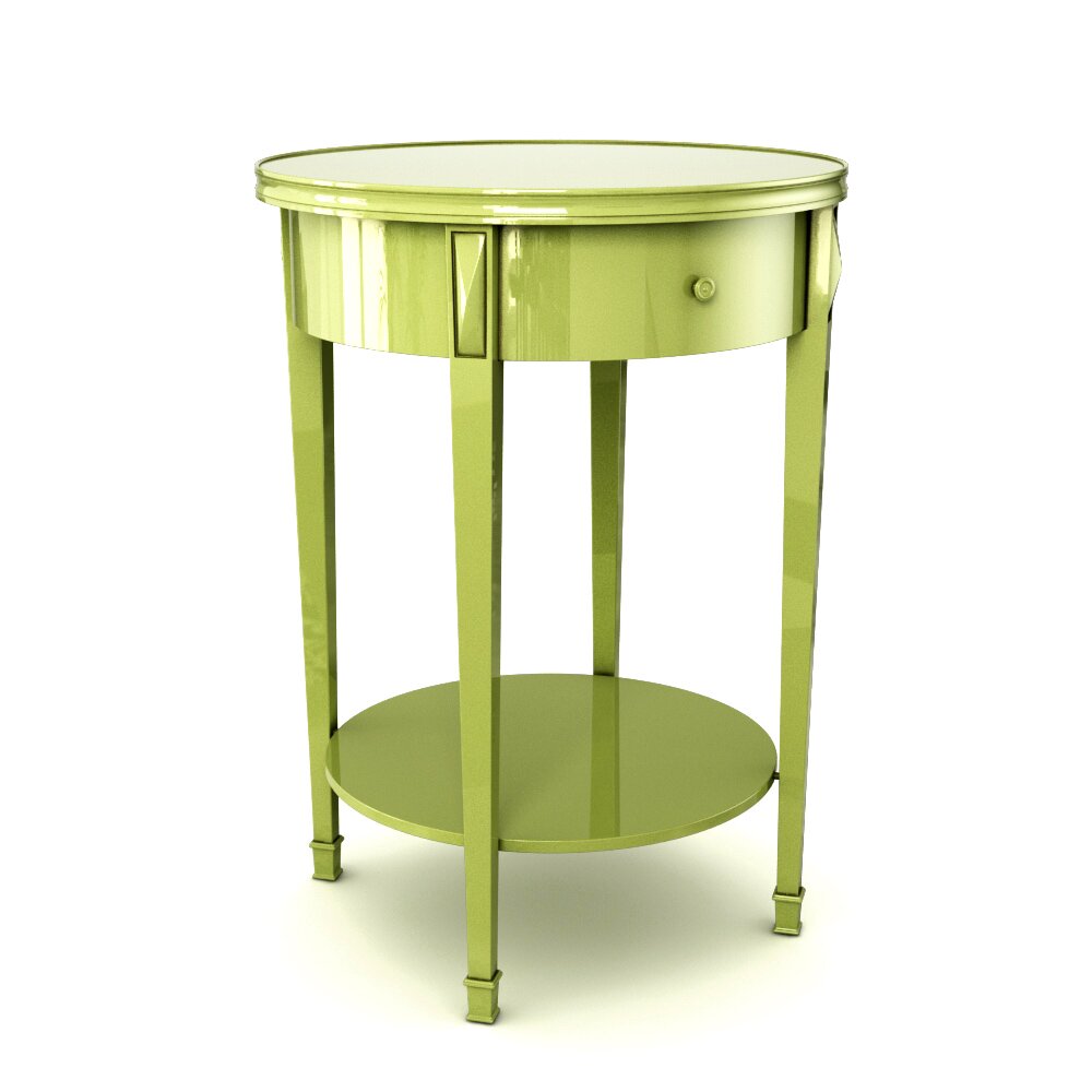 Green Circular Antique Side Table 3D 모델 