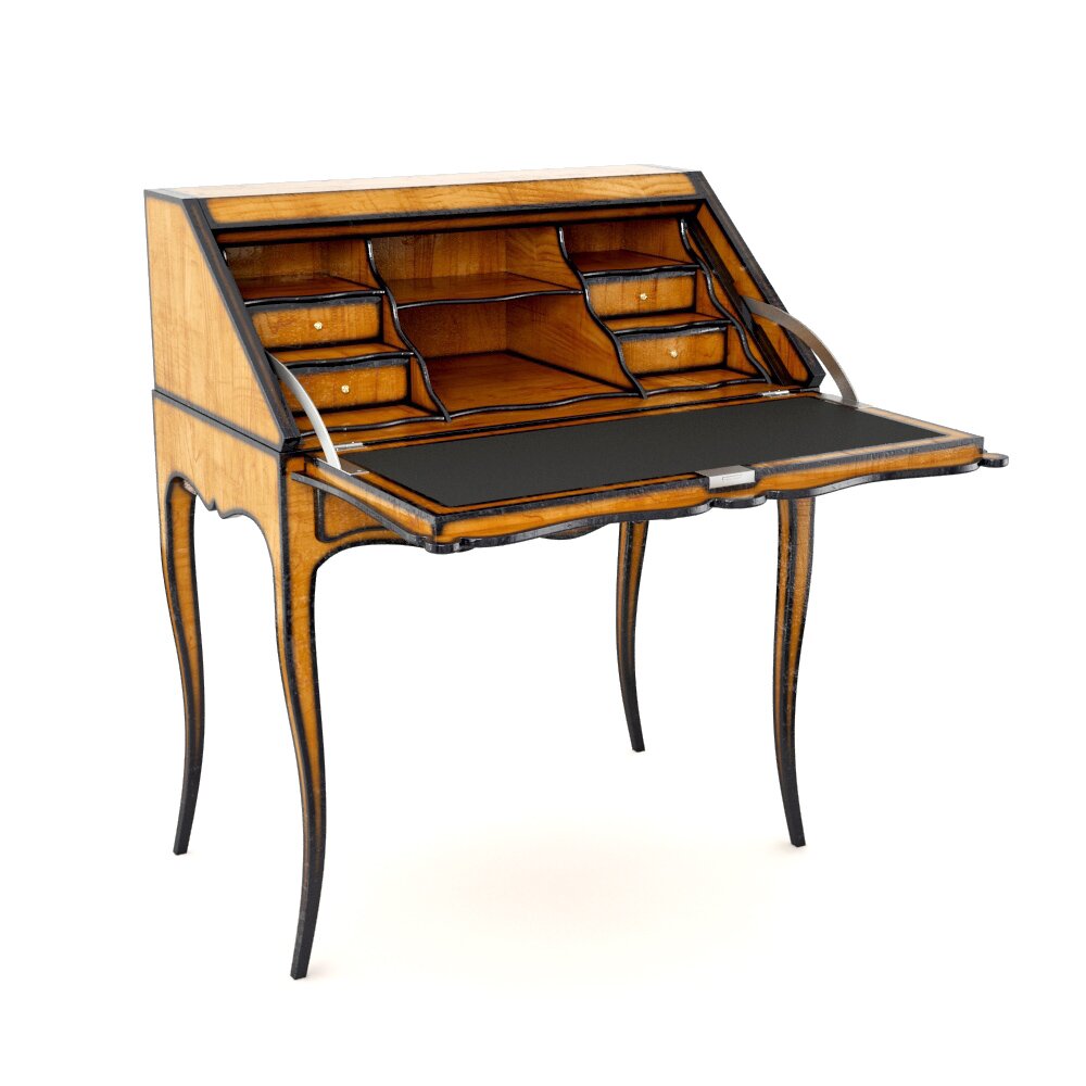 Antique Writing Bureau Desk 3D model