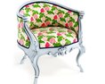 Floral Upholstered Antique Armchair 3Dモデル