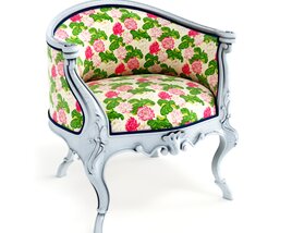 Floral Upholstered Antique Armchair Modello 3D