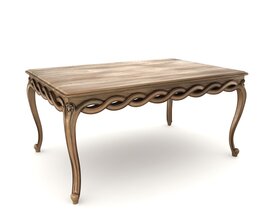 Antique Wooden Coffee Table 02 3D model
