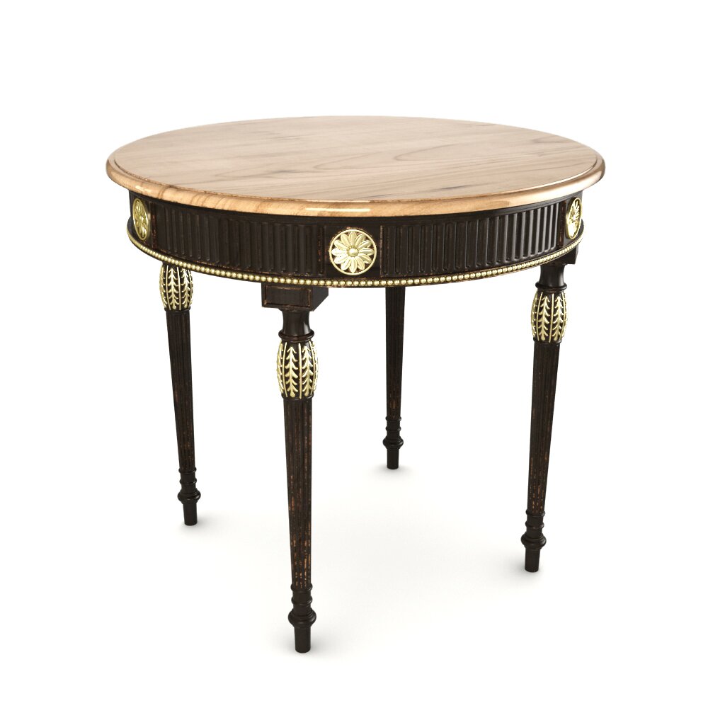 Antique Round Accent Table 3D-Modell