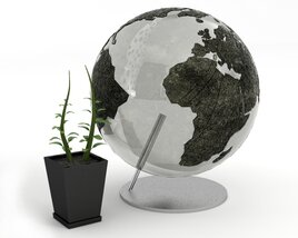 Glass Globe with Plant Decoration Modèle 3D