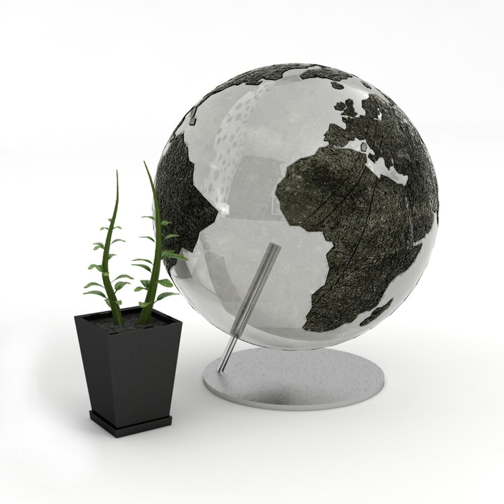 Glass Globe with Plant Decoration Modèle 3d