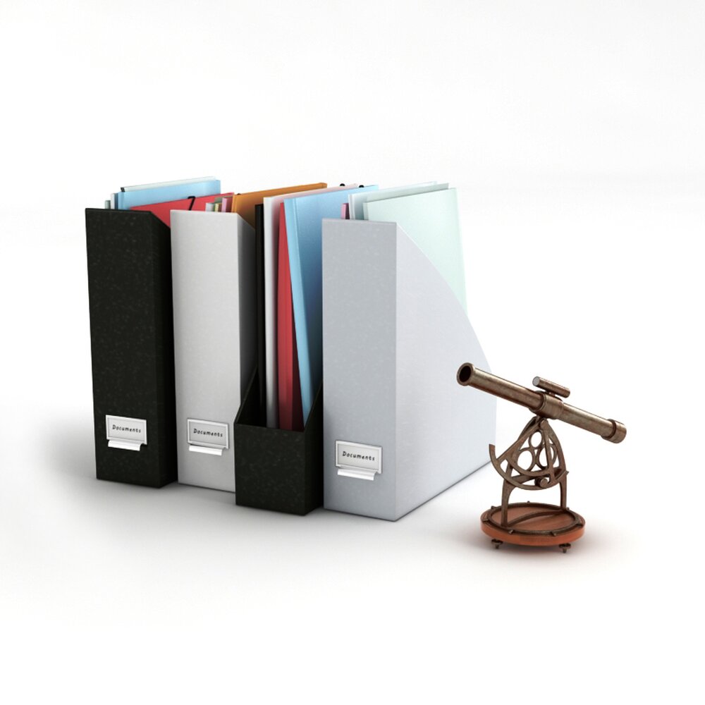 Office Binders and Desk Organizer 3D 모델 