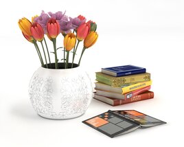Bouquet and Books 3D модель