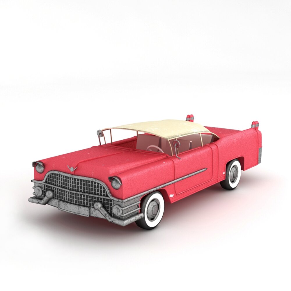 Vintage Red Convertible Car 3Dモデル