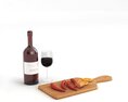 Wine and Cheese Setting 3d model