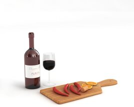 Wine and Cheese Setting 3D模型